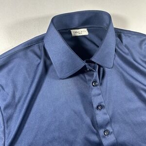 Mens Collars & Co Dress Collar Polo Blue Medium Stretch Performance Golf Shirt